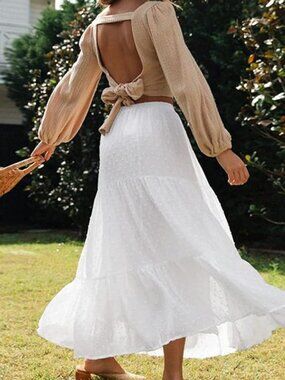 NWOT White Chiffon Maxi Skirt size S